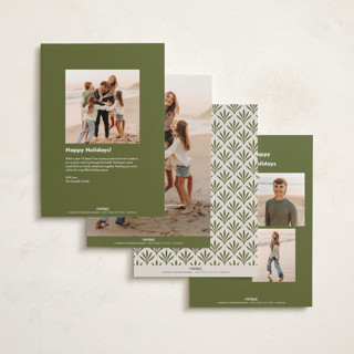 This is a candied apple foil pressed holiday cards with foil pressed by Jen Owens called wreath wrap printing on recycled smooth signature in standard