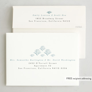 This is a aquamarine foil pressed holiday cards with foil pressed by Tamara Hilje called palmdeco printing on recycled smooth signature in standard