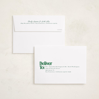 This is a evergreen foil pressed holiday cards with foil pressed by Everett Paper Goods called vintage classic printing on recycled smooth signature in standard