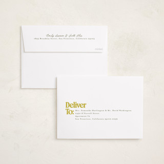 This is a lemondrop foil pressed holiday cards with foil pressed by Everett Paper Goods called vintage classic printing on recycled smooth signature in standard
