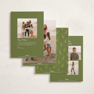 This is a chartreuse foil pressed holiday cards with foil pressed by Heather Schertzer called tree lot printing on recycled smooth signature in standard