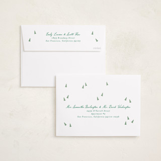 This is a snow foil pressed holiday cards with foil pressed by Heather Schertzer called tree lot printing on recycled smooth signature in standard