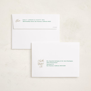 This is a christmas tree foil pressed holiday cards with foil pressed by Robert and Stella called autuer printing on recycled smooth signature in standard