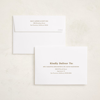 This is a eggnog foil pressed holiday cards with foil pressed by Katherine Moynagh called bold modern printing on recycled smooth signature in standard