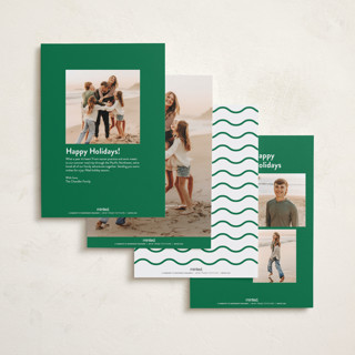 This is a pine foil pressed holiday cards with foil pressed by Danie Romrell called ric rac top and bottom printing on recycled smooth signature in standard