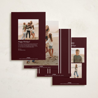This is a maroon foil pressed holiday cards with foil pressed by Nicole Walsh called encompass printing on recycled smooth signature in standard