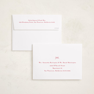 This is a poinsettia foil pressed holiday cards with foil pressed by Baumbirdy called delicate bow printing on recycled smooth signature in standard
