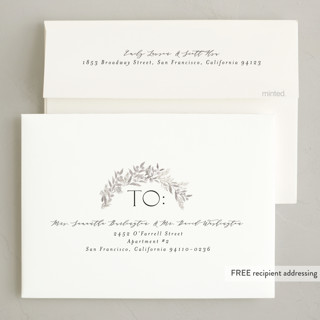 This is a silverbells foil pressed holiday cards with foil pressed by Itsy Belle Studio called joy wreath printing on recycled smooth signature in standard