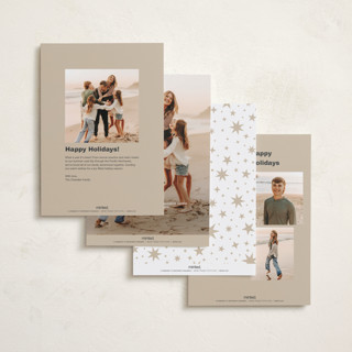 This is a champagne foil pressed holiday cards with foil pressed by Kercia Jane called big year energy printing on recycled smooth signature in standard