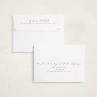 This is a ivory foil pressed holiday cards with foil pressed by Benita Crandall called glittering love printing on recycled smooth signature in standard