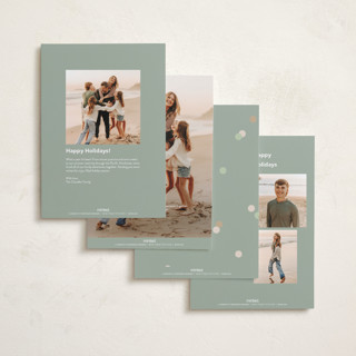 This is a sage foil pressed holiday cards with foil pressed by Angela Thompson called happy year trio printing on recycled smooth signature in standard
