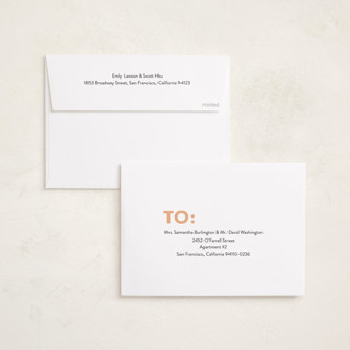 This is a blush foil pressed holiday cards with foil pressed by Angela Thompson called happy year trio printing on recycled smooth signature in standard