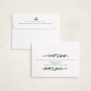 This is a blush foil pressed holiday cards with foil pressed by Alethea and Ruth called merry letters printing on recycled smooth signature in standard