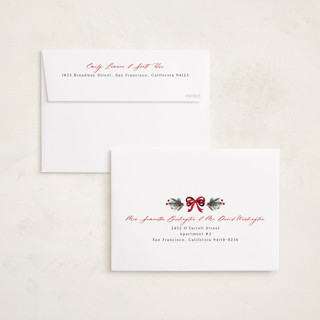 This is a winter foil pressed holiday cards with foil pressed by Makewells called sparkly bows printing on recycled smooth signature in standard