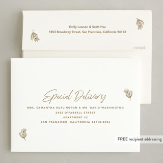 This is a mist foil pressed holiday cards with foil pressed by Kate Ross called postcard printing on recycled smooth signature in standard