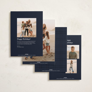 This is a navy foil pressed holiday cards with foil pressed by Stacey Meacham called simply framed printing on recycled smooth signature in standard