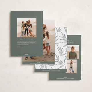 This is a sage foil pressed holiday cards with foil pressed by Melanie Severin called collage scatter printing on recycled smooth signature in standard