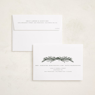 This is a fern foil pressed holiday cards with foil pressed by Michelle Taylor called gilded trio printing on recycled smooth signature in standard