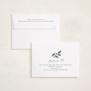 This is a juniper foil pressed holiday cards with foil pressed by Rebecca Durflinger called sparkling pine printing on recycled smooth signature in standard