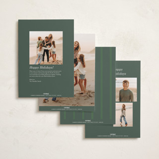 This is a evergreen foil pressed holiday cards with foil pressed by Baumbirdy called bows printing on recycled smooth signature in standard