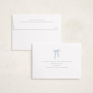 This is a champagne foil pressed holiday cards with foil pressed by Baumbirdy called bows printing on recycled smooth signature in standard