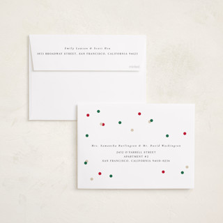 This is a ivory foil pressed holiday cards with foil pressed by Katie Zimpel called vintage confetti printing on recycled smooth signature in standard