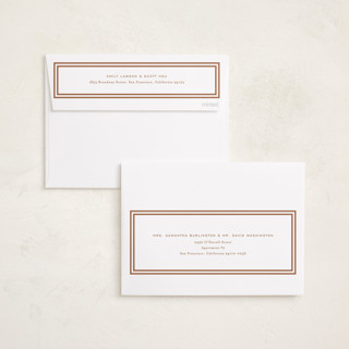 This is a caramel foil pressed holiday cards with foil pressed by Kate Ahn called peppermint stripe printing on recycled smooth signature in standard