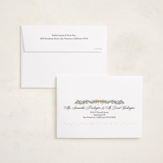 This is a midnight foil pressed holiday cards with foil pressed by Elly called ribbon garland printing on recycled smooth signature in standard