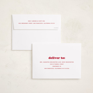 This is a candy foil pressed holiday cards with foil pressed by Snow and Ivy called big type trio printing on recycled smooth signature in standard