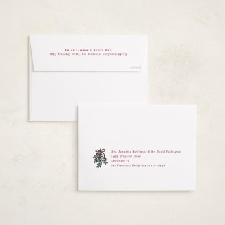 This is a eggnog foil pressed holiday cards with foil pressed by Amy Kross called classic bough printing on recycled smooth signature in standard