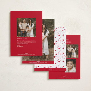 This is a mickey pants foil pressed holiday cards with foil pressed by Danie Romrell called disney's mickey holiday magic printing on recycled smooth signature in standard