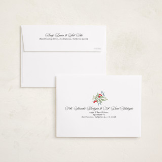 This is a orchard foil pressed holiday cards with foil pressed by Grae called sparkly holiday ribbon printing on recycled smooth signature in standard