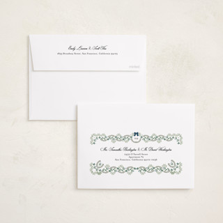 This is a blue spruce foil pressed holiday cards with foil pressed by Susan Moyal called detailed printing on recycled smooth signature in standard
