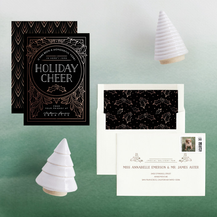 Deco Cheer FoilPressed Holiday Cards by GeekInk Design Minted