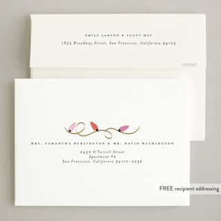 This is a candy foil pressed holiday cards with foil pressed by Maja Cunningham called merry and together printing on recycled smooth signature in standard