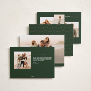 This is a forest foil pressed holiday cards with foil pressed by Amy Payne called vacation postcard printing on recycled smooth signature in standard