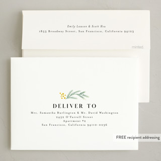 This is a mustard foil pressed holiday cards with foil pressed by Chris Griffith called a sentimental holiday printing on recycled smooth signature in standard