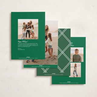 This is a evergreen foil pressed holiday cards with foil pressed by Melanie Kosuge called moderne printing on recycled smooth signature in standard