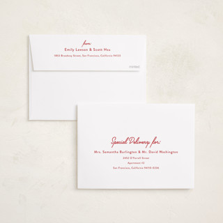 This is a peppermint foil pressed holiday cards with foil pressed by Melanie Kosuge called moderne printing on recycled smooth signature in standard