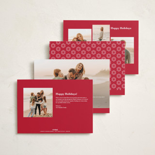 This is a crimson foil pressed holiday cards with foil pressed by Up Up Creative called exclaim printing on recycled smooth signature in standard