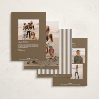 This is a cream foil pressed holiday cards with foil pressed by Megan Cash called scripted frame printing on recycled smooth signature in standard