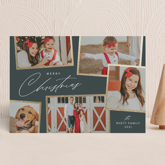 "Holiday Scrapbook" - Foil-pressed Holiday Cards in Lagoon by Jennifer Postorino.
