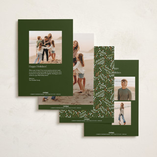 This is a pine foil pressed holiday cards with foil pressed by Michelle Taylor called modern trio printing on recycled smooth signature in standard