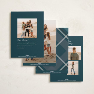 This is a midnight foil pressed holiday cards with foil pressed by Petra Kern called fancy plaid printing on recycled smooth signature in standard