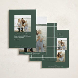 This is a evergreen foil pressed holiday cards with foil pressed by Nicole Walsh called foil frame printing on recycled smooth signature in standard