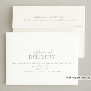 This is a fog foil pressed holiday cards with foil pressed by Carolyn Nicks called delicate frame printing on recycled smooth signature in standard