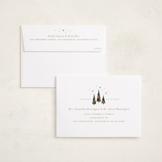 This is a champagne foil pressed holiday cards with foil pressed by Erin German called picture perfect printing on recycled smooth signature in standard