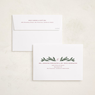 This is a spruce foil pressed holiday cards with foil pressed by Paula Pecevich called inner pine wreath printing on recycled smooth signature in standard