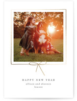 This is a purple foil stamped holiday card by Baumbirdy called Little Bow with foil-pressed printing on smooth signature in standard.