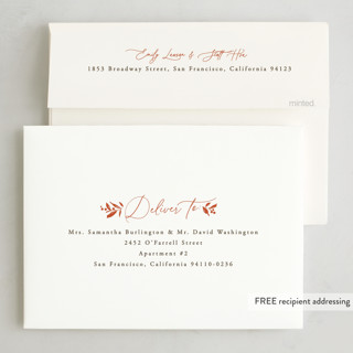 This is a brick foil pressed holiday cards with foil pressed by Everett Paper Goods called pine duo printing on recycled smooth signature in standard